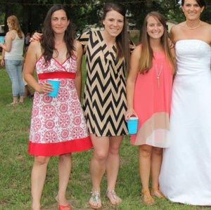 Nude and Black Chevron Striped Pattern Dress